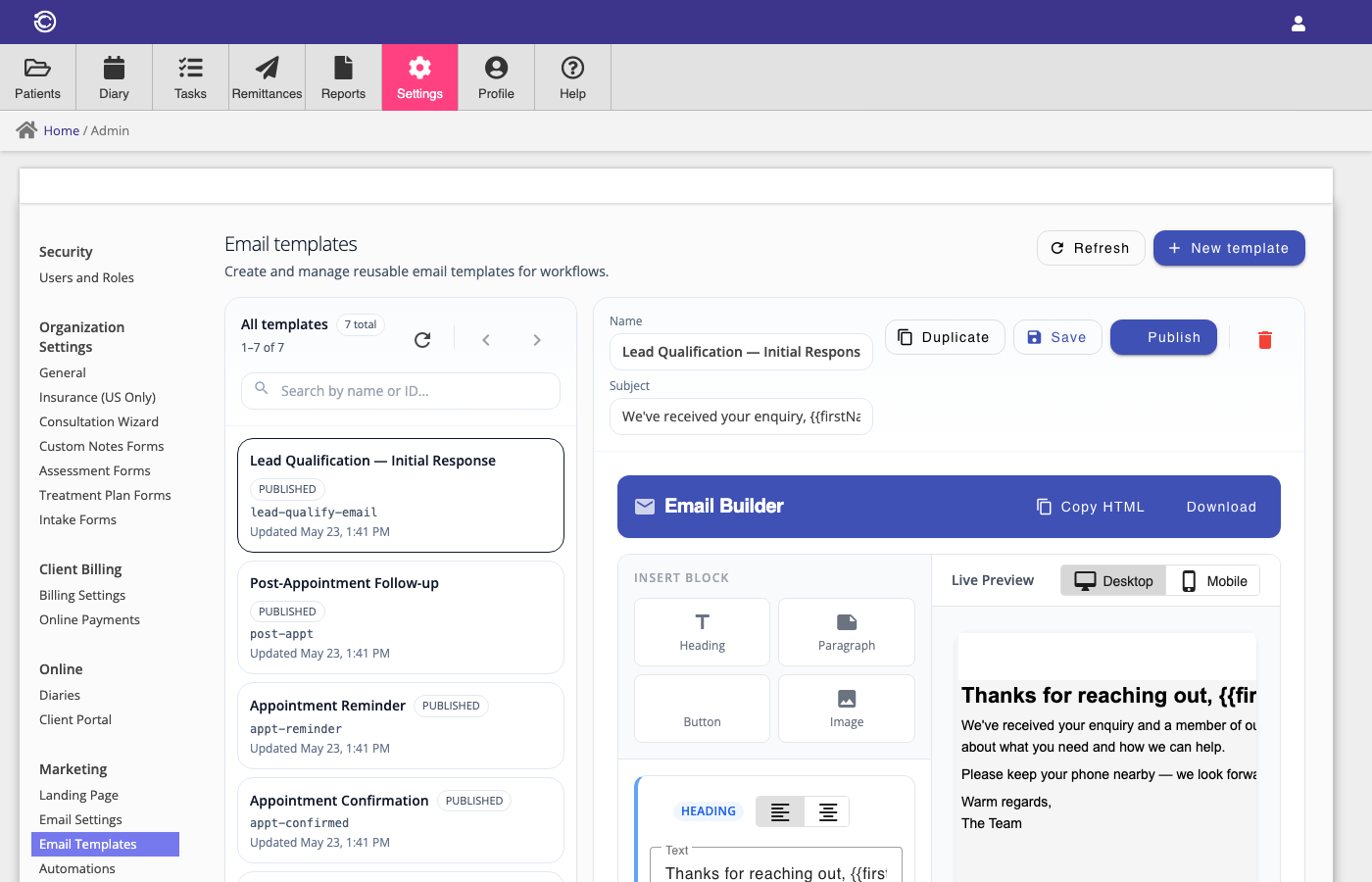 Email templates